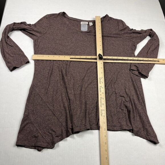 LOGO Lori Goldstein V-Neck Tunic Shirt Purple Long Sleeve Soft Casual Top LARGE - Picture 5 of 9